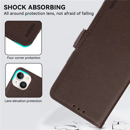 ABEEL For iPhone 13 Case RFID Blocking Card Slots  Wallet Leather Phone Cover Litchi Texture