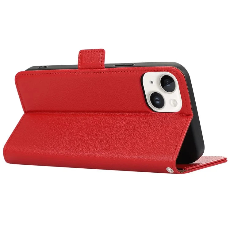ABEEL For iPhone 15 Plus Leather Case RFID Blocking Wallet Litchi Texture Phone Cover