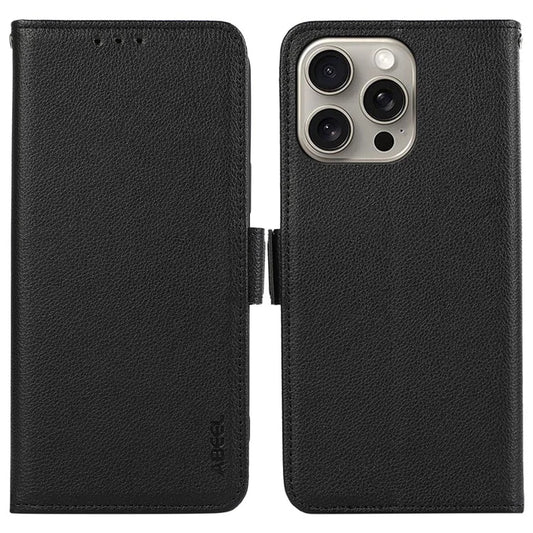 ABEEL For iPhone 13 Pro Max Case Litchi Texture RFID Blocking Card Holder Phone Cover