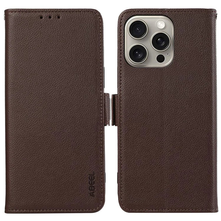ABEEL For iPhone 13 Pro Max Case Litchi Texture RFID Blocking Card Holder Phone Cover