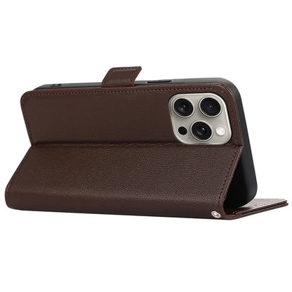 ABEEL For iPhone 12 6.1 inch / 12 Pro 6.1 inch Phone Protective Shell RFID Blocking Leather Stand Litchi Texture