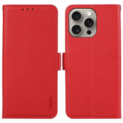 ABEEL For iPhone 12 6.1 inch / 12 Pro 6.1 inch Phone Protective Shell RFID Blocking Leather Stand Litchi Texture