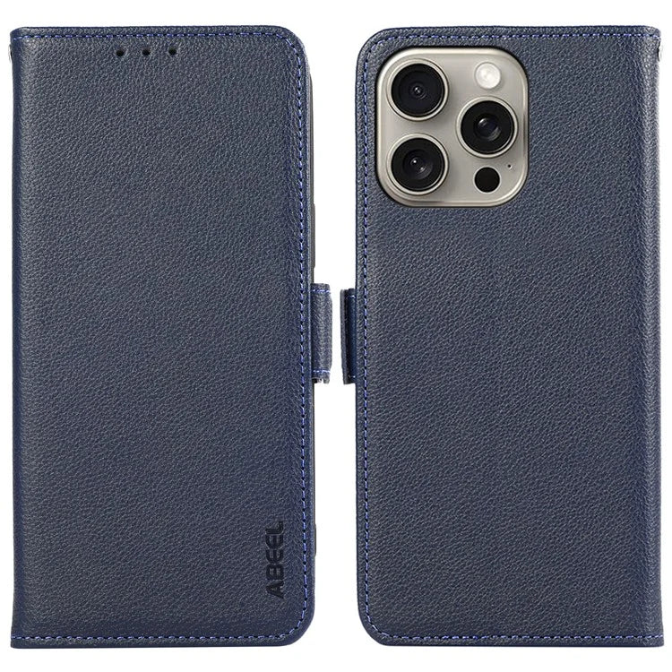 ABEEL For iPhone 12 Pro Max Case Litchi Texture RFID Blocking Phone Leather Wallet Cover