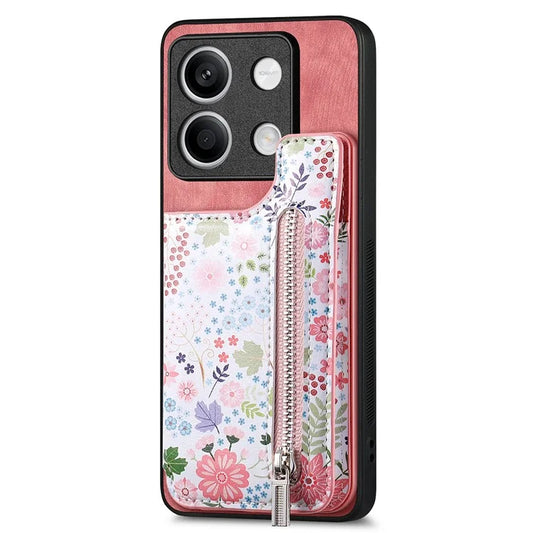 D10 For Xiaomi Redmi Note 13 5G Back Case Pattern Printed Card Bag TPU+Leather Phone Cover