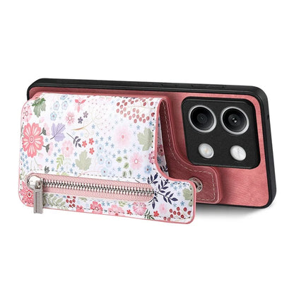 D10 For Xiaomi Redmi Note 13 5G Back Case Pattern Printed Card Bag TPU+Leather Phone Cover
