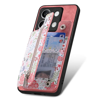 D10 For Xiaomi Redmi Note 13 5G Back Case Pattern Printed Card Bag TPU+Leather Phone Cover