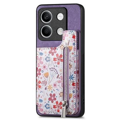 D10 For Xiaomi Redmi Note 13 5G Back Case Pattern Printed Card Bag TPU+Leather Phone Cover