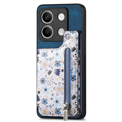 D10 For Xiaomi Redmi Note 13 5G Back Case Pattern Printed Card Bag TPU+Leather Phone Cover