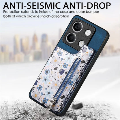 D10 For Xiaomi Redmi Note 13 5G Back Case Pattern Printed Card Bag TPU+Leather Phone Cover