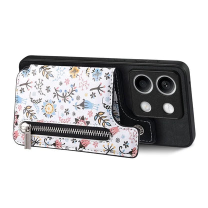 D10 For Xiaomi Redmi Note 13 5G Back Case Pattern Printed Card Bag TPU+Leather Phone Cover
