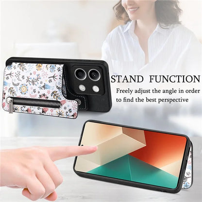 D10 For Xiaomi Redmi Note 13 5G Back Case Pattern Printed Card Bag TPU+Leather Phone Cover