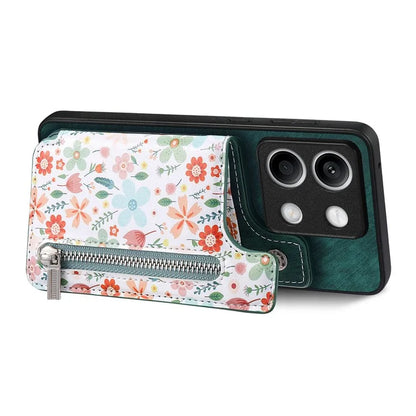 D10 For Xiaomi Redmi Note 13 5G Back Case Pattern Printed Card Bag TPU+Leather Phone Cover