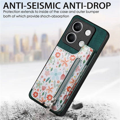 D10 For Xiaomi Redmi Note 13 5G Back Case Pattern Printed Card Bag TPU+Leather Phone Cover