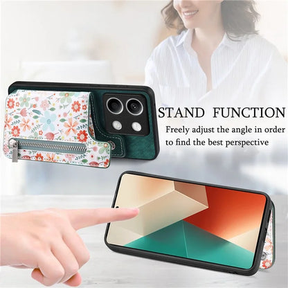 D10 For Xiaomi Redmi Note 13 5G Back Case Pattern Printed Card Bag TPU+Leather Phone Cover