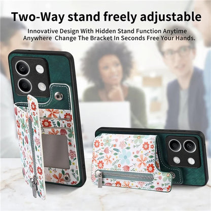 D10 For Xiaomi Redmi Note 13 5G Back Case Pattern Printed Card Bag TPU+Leather Phone Cover
