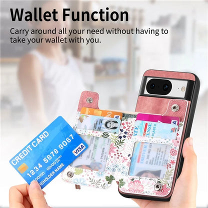 D10 For Google Pixel 8 Phone Protective Cover Colorful Printed Card Holder Zipper Design