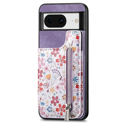 D10 For Google Pixel 8 Phone Protective Cover Colorful Printed Card Holder Zipper Design