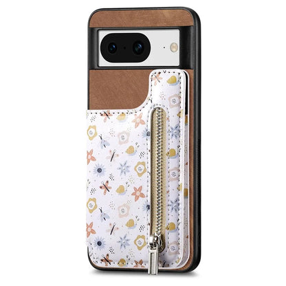 D10 For Google Pixel 8 Phone Protective Cover Colorful Printed Card Holder Zipper Design