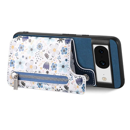 D10 For Google Pixel 8 Phone Protective Cover Colorful Printed Card Holder Zipper Design