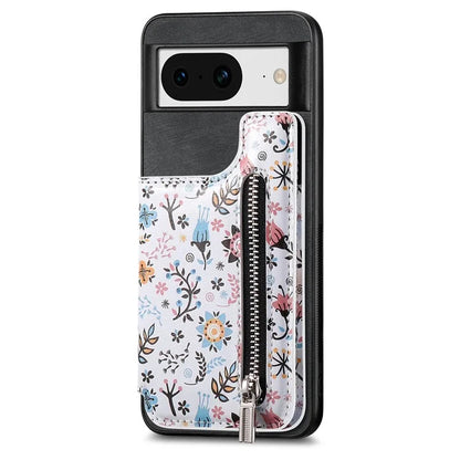 D10 For Google Pixel 8 Phone Protective Cover Colorful Printed Card Holder Zipper Design