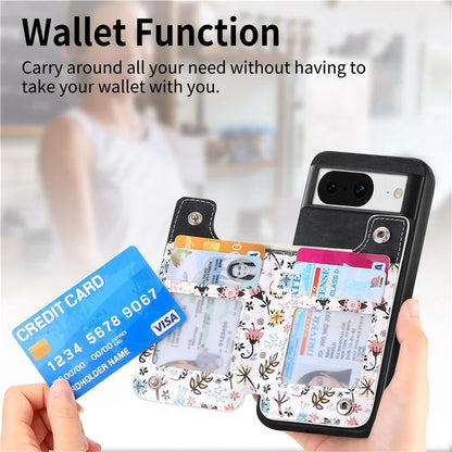 D10 For Google Pixel 8 Phone Protective Cover Colorful Printed Card Holder Zipper Design