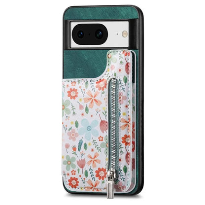D10 For Google Pixel 8 Phone Protective Cover Colorful Printed Card Holder Zipper Design