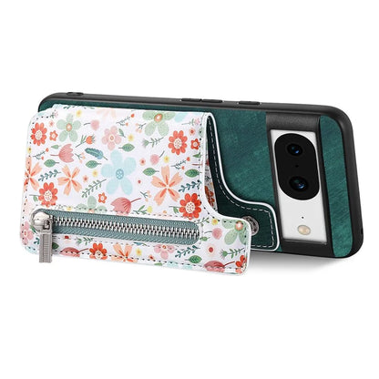 D10 For Google Pixel 8 Phone Protective Cover Colorful Printed Card Holder Zipper Design