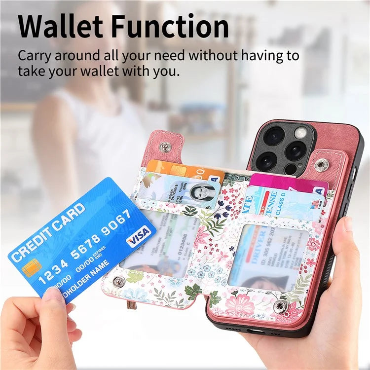 D10 For iPhone 15 Pro TPU+Leather Case Pattern Printed Retro Phone Back Cover