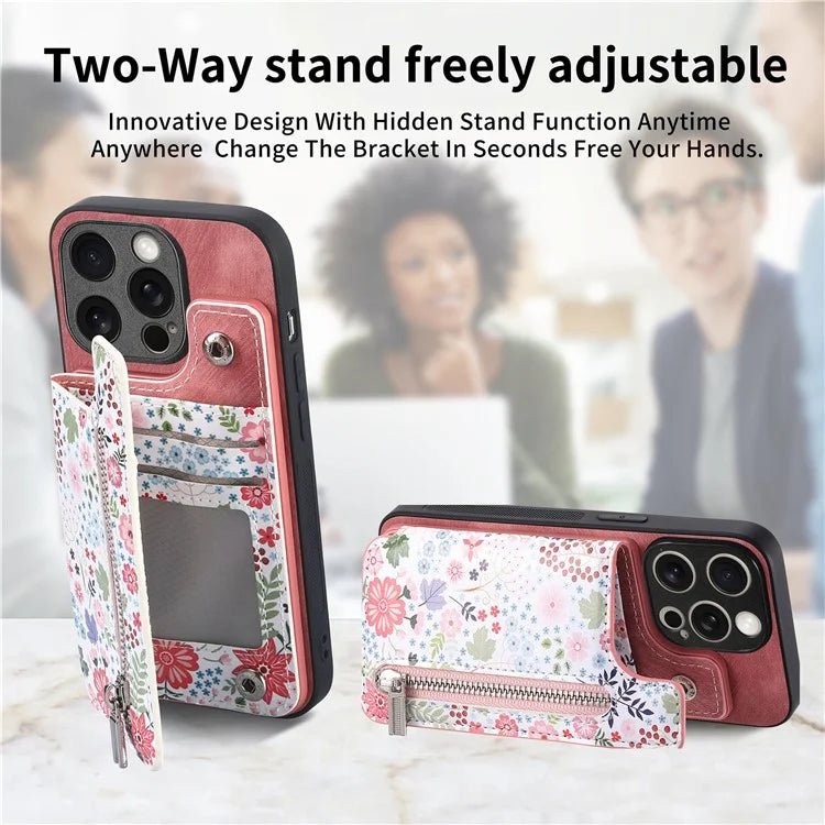 D10 For iPhone 15 Pro TPU+Leather Case Pattern Printed Retro Phone Back Cover