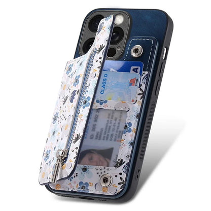 D10 For iPhone 15 Pro TPU+Leather Case Pattern Printed Retro Phone Back Cover