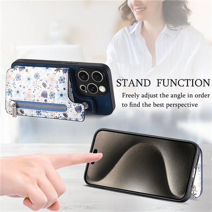D10 For iPhone 15 Pro TPU+Leather Case Pattern Printed Retro Phone Back Cover