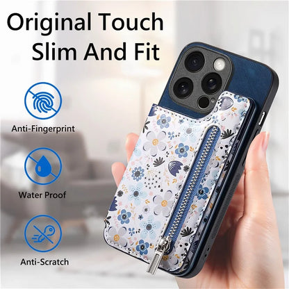 D10 For iPhone 15 Pro TPU+Leather Case Pattern Printed Retro Phone Back Cover
