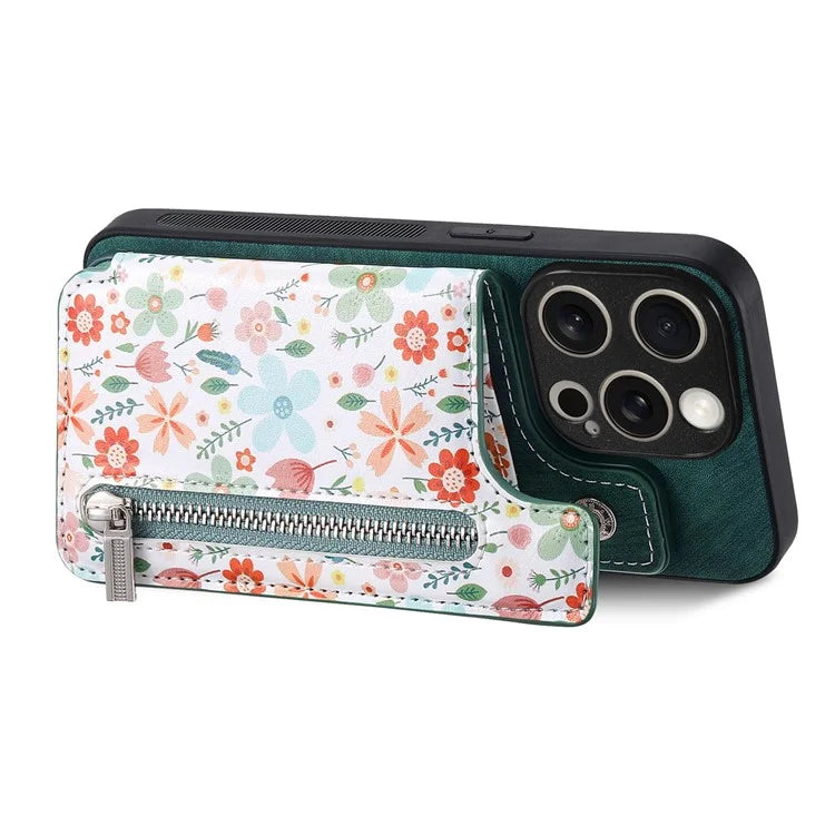 D10 For iPhone 15 Pro TPU+Leather Case Pattern Printed Retro Phone Back Cover