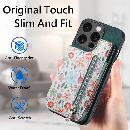 D10 For iPhone 15 Pro TPU+Leather Case Pattern Printed Retro Phone Back Cover