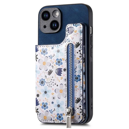 D10 For iPhone 15 Plus Case Pattern Printed Retro Leather + TPU Phone Back Cover