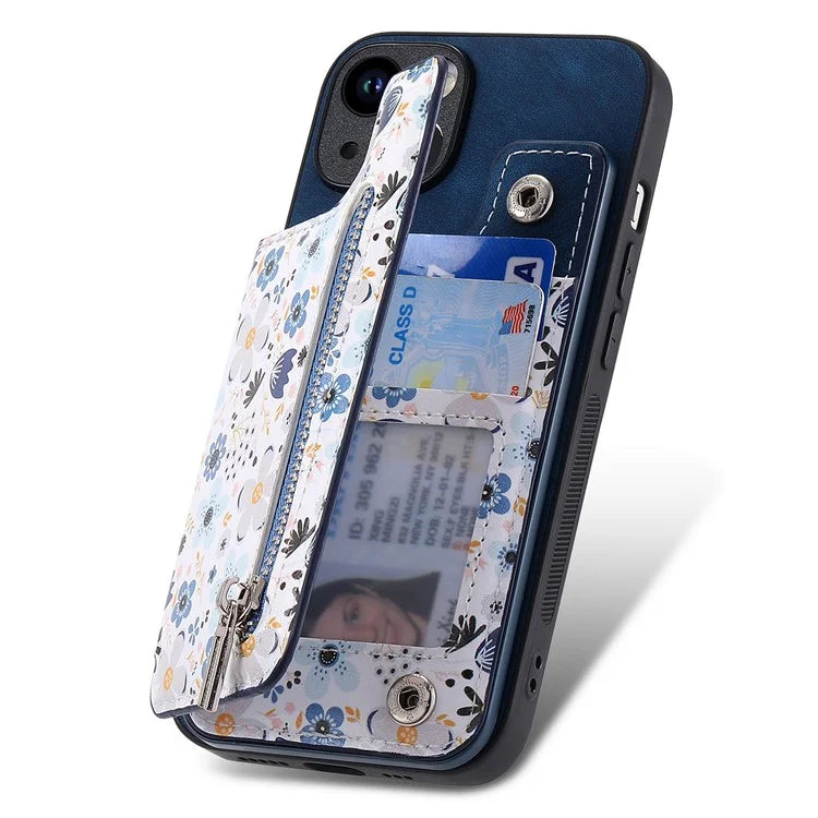 D10 For iPhone 15 Plus Case Pattern Printed Retro Leather + TPU Phone Back Cover