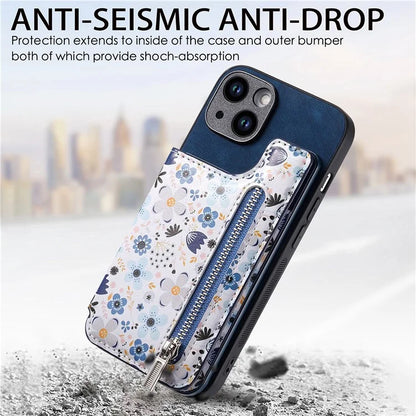 D10 For iPhone 15 Plus Case Pattern Printed Retro Leather + TPU Phone Back Cover