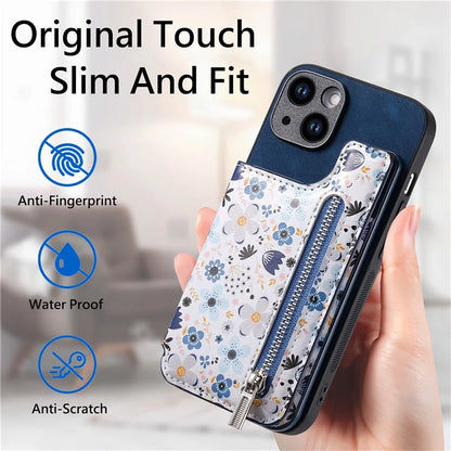 D10 For iPhone 15 Plus Case Pattern Printed Retro Leather + TPU Phone Back Cover