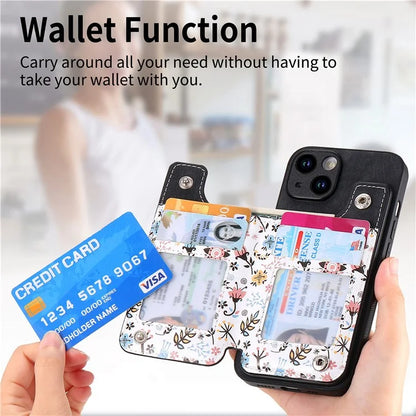 D10 For iPhone 15 Plus Case Pattern Printed Retro Leather + TPU Phone Back Cover