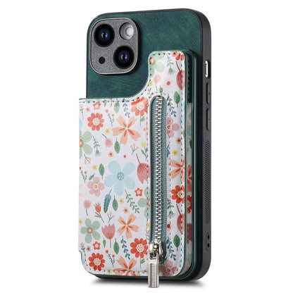 D10 For iPhone 15 Plus Case Pattern Printed Retro Leather + TPU Phone Back Cover