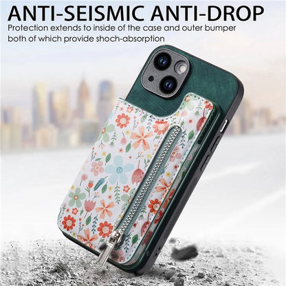 D10 For iPhone 15 Plus Case Pattern Printed Retro Leather + TPU Phone Back Cover
