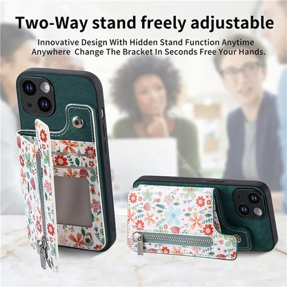 D10 For iPhone 15 Plus Case Pattern Printed Retro Leather + TPU Phone Back Cover