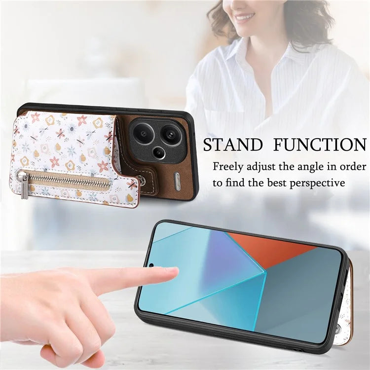 D10 For Xiaomi Redmi Note 13 Pro+ 5G TPU+Leather Case Pattern Printed Retro Phone Back Cover