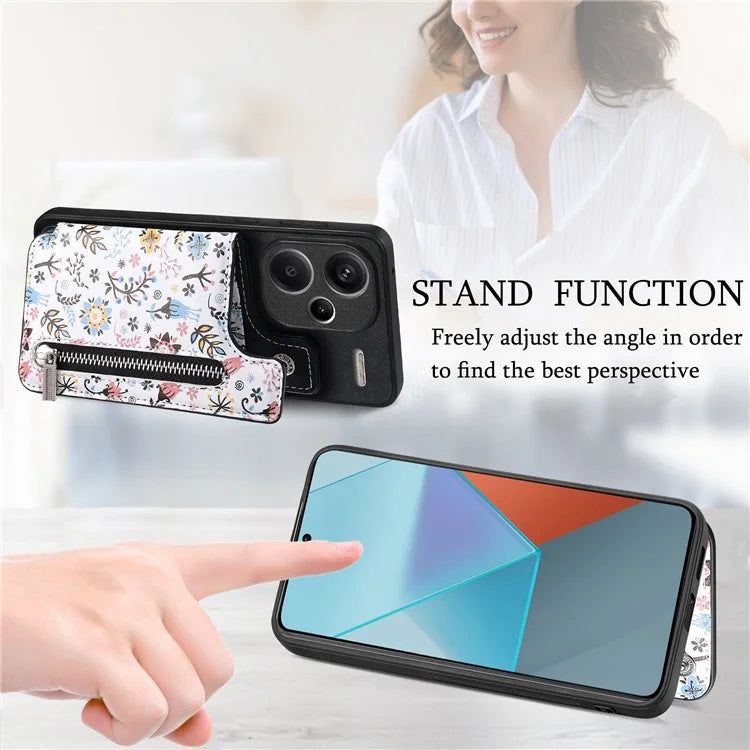 D10 For Xiaomi Redmi Note 13 Pro+ 5G TPU+Leather Case Pattern Printed Retro Phone Back Cover