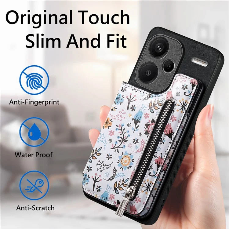 D10 For Xiaomi Redmi Note 13 Pro+ 5G TPU+Leather Case Pattern Printed Retro Phone Back Cover