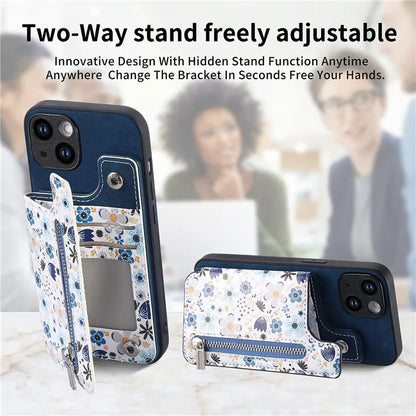 D10 For iPhone 15 Pro Max TPU+Leather Cover Pattern Printed Retro Phone Protective Case