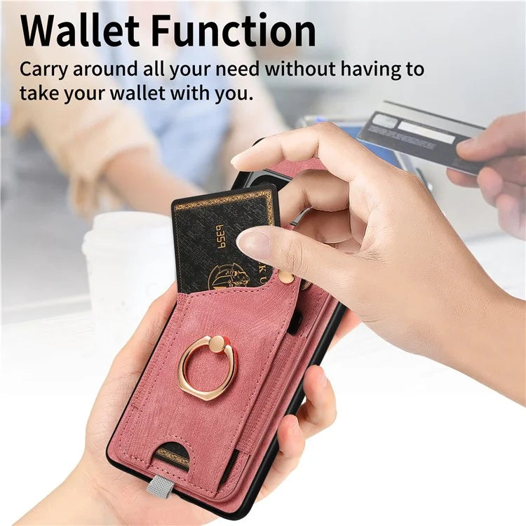 For Google Pixel 7a Case Card Holder Phone Back Cover with Ring Kickstand