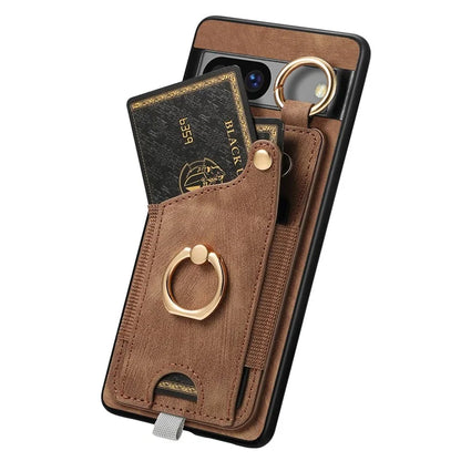 For Google Pixel 7a Case Card Holder Phone Back Cover with Ring Kickstand