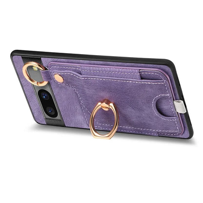 For Google Pixel 7a Case Card Holder Phone Back Cover with Ring Kickstand
