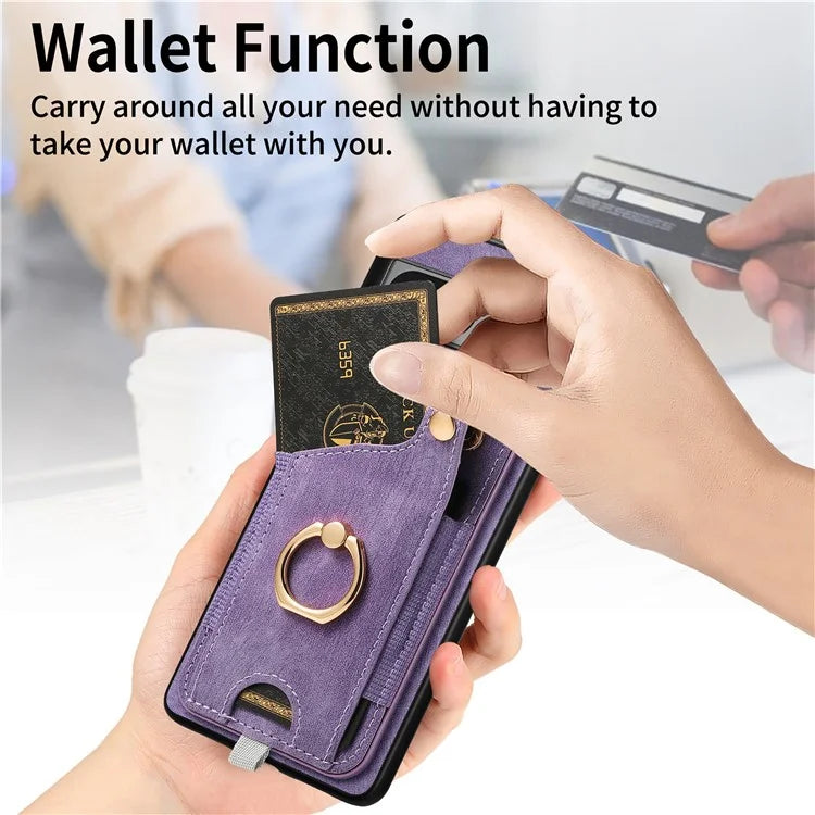 For Google Pixel 7a Case Card Holder Phone Back Cover with Ring Kickstand